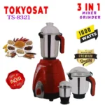 TOKYOSAT TS-8321 Mixer Grinder Blender 1000W Heavy Duty Stainless Steel 2/3-in-1 System