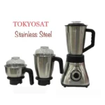 TOKYOSAT 3-in-1 Stainless Steel Blender & Grinder - 1.5L, 600W Power, 2 Jugs + 1 Mill (TS-S3031BL)